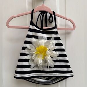 Little Mass 2T Gifls Black and White Striped Halter Floral Tie Sleeveless Shirt